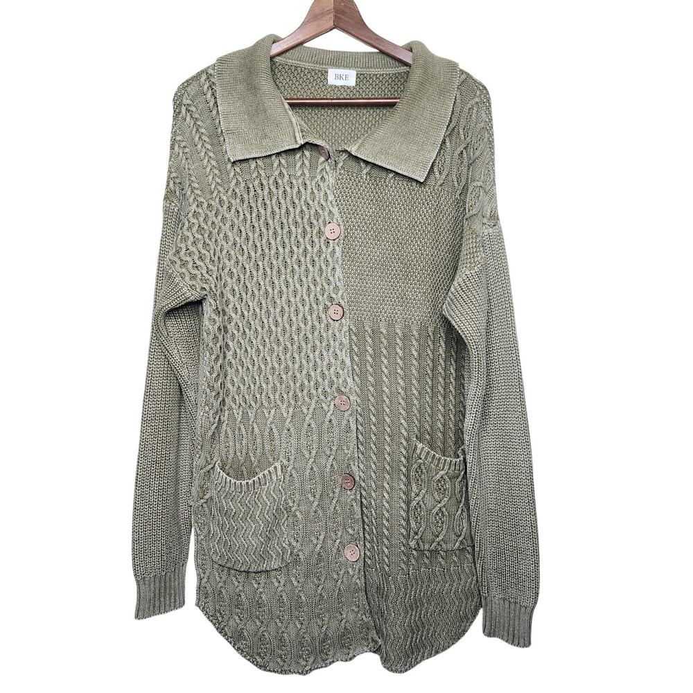 BKE Oversized Green Textured Cardigan Sweater Women's Size XL